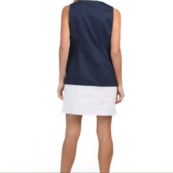 Sail to Sable Navy & White Block Tunic Casual Dress Size L NWT Retail $198 - Picture 2 of 6
